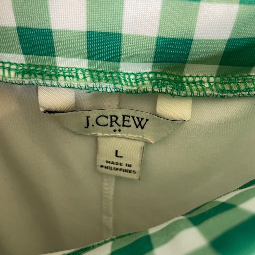 Women's Large J.Crew Green Gingham Plaid Active Skort Polyester Pull-On - Picture 3 of 6